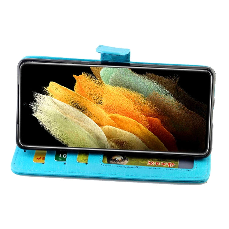 For Samsung Galaxy S21 Ultra 5G Crazy Horse Texture Leather Horizontal Flip Protective Case with Holder & Card Slots & Wallet & Photo Frame(Baby Blue) by bashfashion