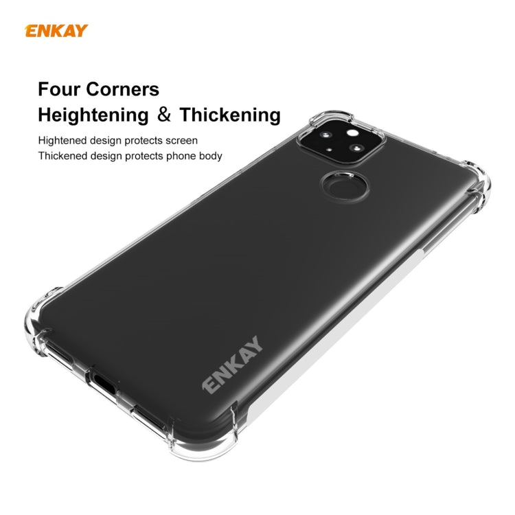 For Google Pixel 5A 5G Hat-Prince ENKAY Clear TPU Shockproof Case Soft Anti-slip Cover by ENKAY