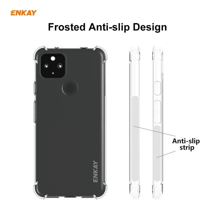 For Google Pixel 5A 5G Hat-Prince ENKAY Clear TPU Shockproof Case Soft Anti-slip Cover by ENKAY