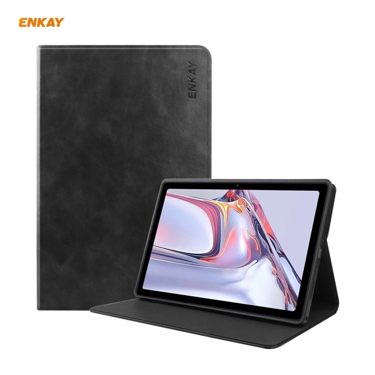 For Samsung Galaxy Tab A7 10.4 T500 / T505 2020 / 2022 ENKAY Cow Texture TPU Leather Smart Case(Black) by ENKAY