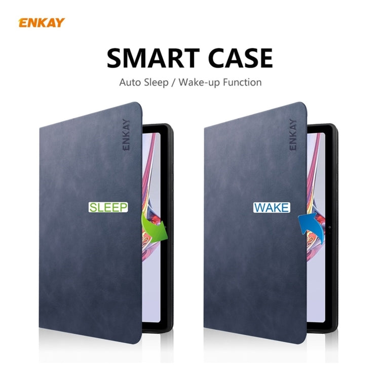 For Samsung Galaxy Tab A7 10.4 T500 / T505 2020 / 2022 ENKAY Cow Texture TPU Leather Smart Case(Dark Blue) by ENKAY