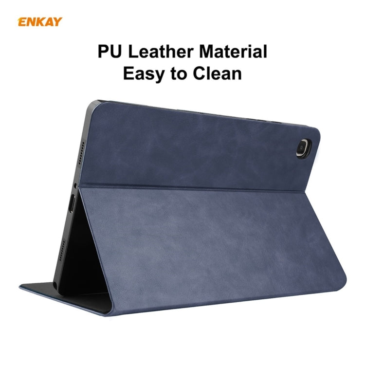 For Samsung Galaxy Tab A7 10.4 T500 / T505 2020 / 2022 ENKAY Cow Texture TPU Leather Smart Case(Dark Blue) by ENKAY