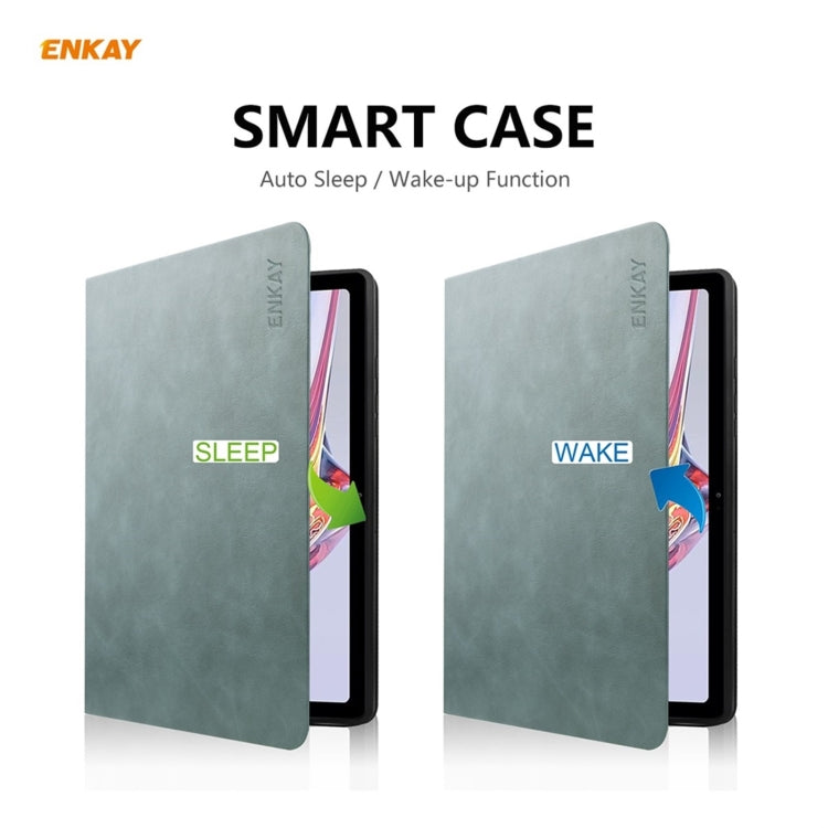 For Samsung Galaxy Tab A7 10.4 T500 / T505 2020 / 2022 ENKAY Cow Texture TPU Leather Smart Case(Green) by ENKAY