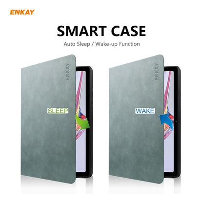 For Samsung Galaxy Tab A7 10.4 T500 / T505 2020 / 2022 ENKAY Cow Texture TPU Leather Smart Case(Green) by ENKAY
