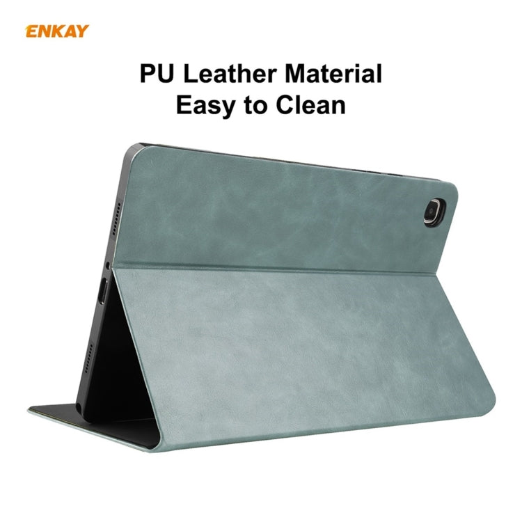 For Samsung Galaxy Tab A7 10.4 T500 / T505 2020 / 2022 ENKAY Cow Texture TPU Leather Smart Case(Green) by ENKAY