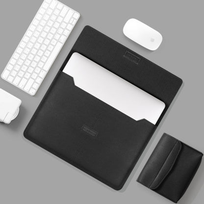 Litchi Pattern PU Leather Waterproof Ultra-thin Protection Liner Bag Briefcase Laptop Carrying Bag for 13-14 inch Laptops(BLACK) by bashfashion