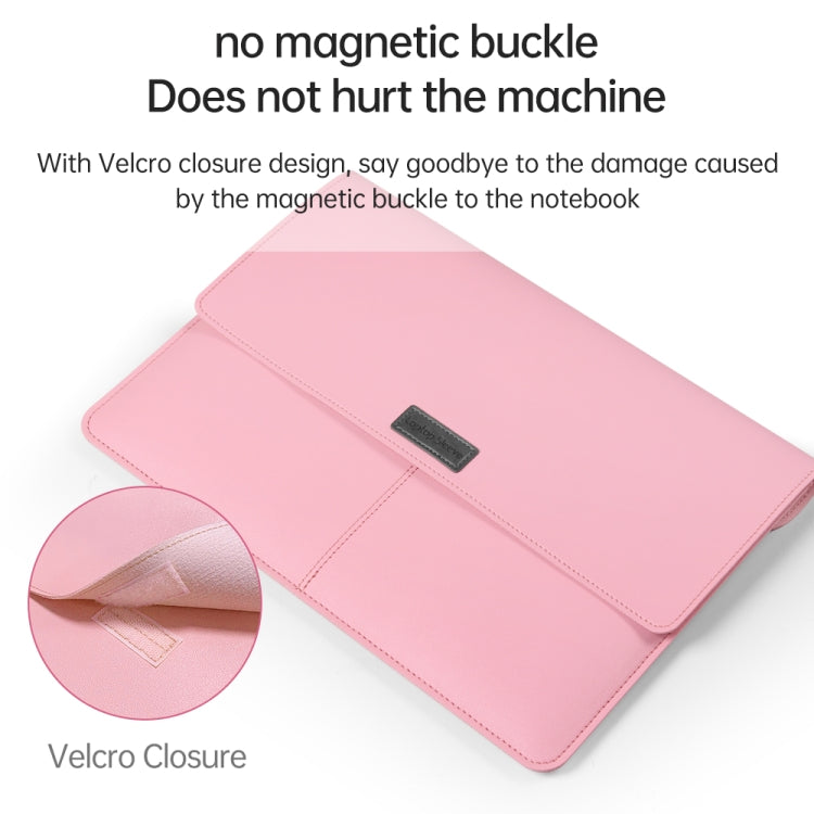 Litchi Pattern PU Leather Waterproof Ultra-thin Protection Liner Bag Briefcase Laptop Carrying Bag for 13-14 inch Laptops(ROSE GOLD) by bashfashion