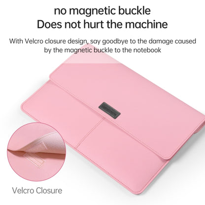 Litchi Pattern PU Leather Waterproof Ultra-thin Protection Liner Bag Briefcase Laptop Carrying Bag for 13-14 inch Laptops(ROSE GOLD) by bashfashion