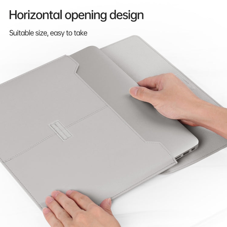 Litchi Pattern PU Leather Waterproof Ultra-thin Protection Liner Bag Briefcase Laptop Carrying Bag for 13-14 inch Laptops(BROWN) by bashfashion