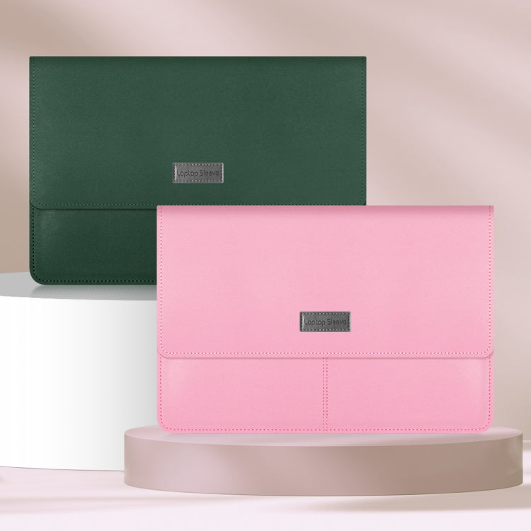 Litchi Pattern PU Leather Waterproof Ultra-thin Protection Liner Bag Briefcase Laptop Carrying Bag for 13-14 inch Laptops(ROSE GOLD) by bashfashion