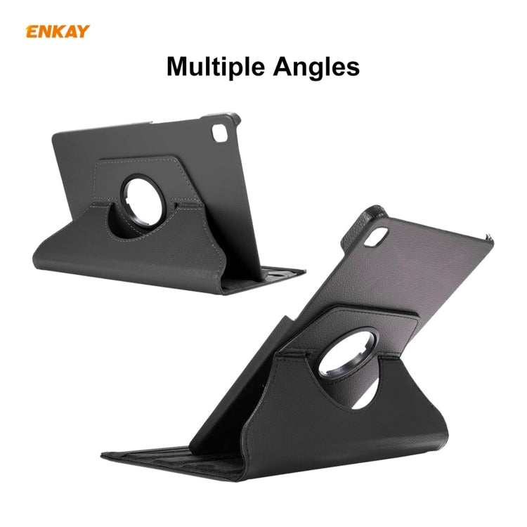 For Samsung Galaxy Tab S6 Lite P610 / P615 / Tab S6 Lite 2022 / P613 / P619 ENKAY 360 Rotation Kickstand Leather Smart Tablet Case(Black) by ENKAY