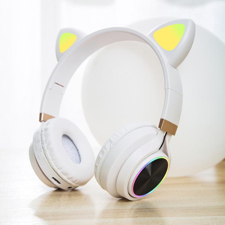 P28 Cat Ear Wired Headphone Music Stereo Headset with Microphone by bashfashion