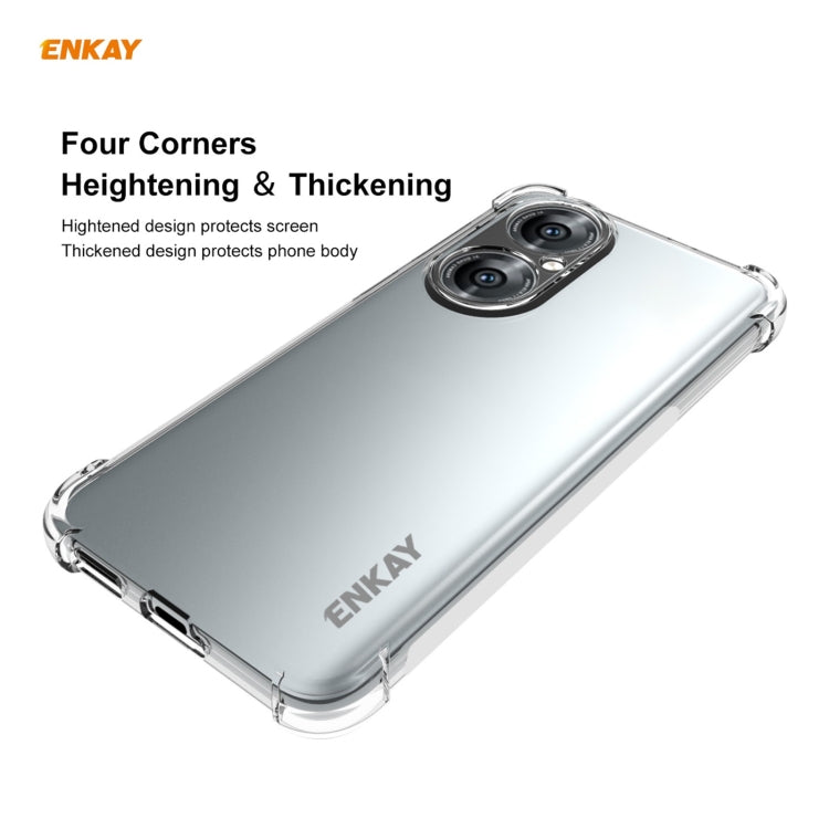 For Huawei P50 Hat-Prince ENKAY Clear TPU Shockproof Case Soft Anti-slip Cover + 0.26mm 9H 2.5D Full Glue Full Coverage Tempered Glass Protector Film by ENKAY