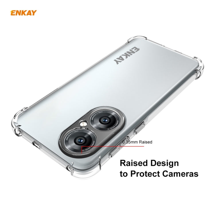 For Huawei P50 Hat-Prince ENKAY Clear TPU Shockproof Case Soft Anti-slip Cover + 0.26mm 9H 2.5D Full Glue Full Coverage Tempered Glass Protector Film by ENKAY
