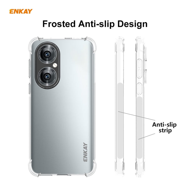 For Huawei P50 Hat-Prince ENKAY Clear TPU Shockproof Case Soft Anti-slip Cover + 0.26mm 9H 2.5D Full Glue Full Coverage Tempered Glass Protector Film by ENKAY
