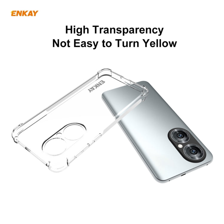 For Huawei P50 Hat-Prince ENKAY Clear TPU Shockproof Case Soft Anti-slip Cover + 0.26mm 9H 2.5D Full Glue Full Coverage Tempered Glass Protector Film by ENKAY