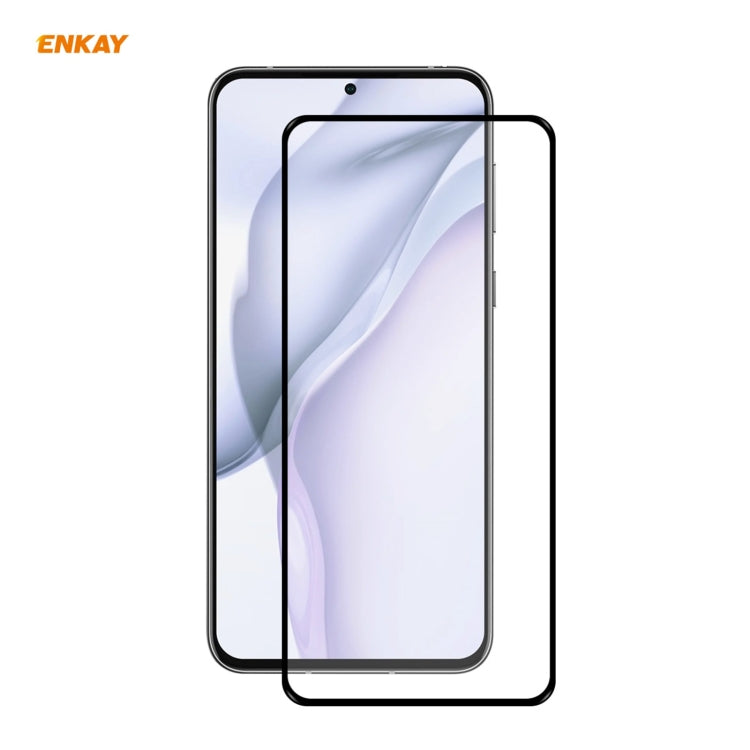 For Huawei P50 Hat-Prince ENKAY Clear TPU Shockproof Case Soft Anti-slip Cover + 0.26mm 9H 2.5D Full Glue Full Coverage Tempered Glass Protector Film by ENKAY