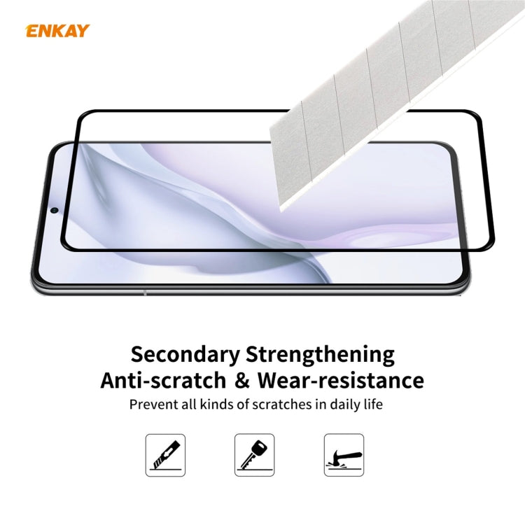 For Huawei P50 Hat-Prince ENKAY Clear TPU Shockproof Case Soft Anti-slip Cover + 0.26mm 9H 2.5D Full Glue Full Coverage Tempered Glass Protector Film by ENKAY