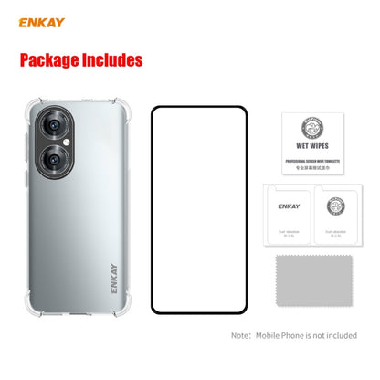 For Huawei P50 Hat-Prince ENKAY Clear TPU Shockproof Case Soft Anti-slip Cover + 0.26mm 9H 2.5D Full Glue Full Coverage Tempered Glass Protector Film by ENKAY