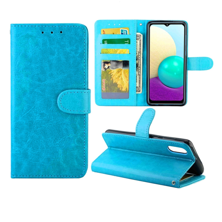 For Samsung Galaxy A02/M02 Crazy Horse Texture Leather Horizontal Flip Protective Case with Holder & Card Slots & Wallet & Photo Frame(Baby Blue) by bashfashion