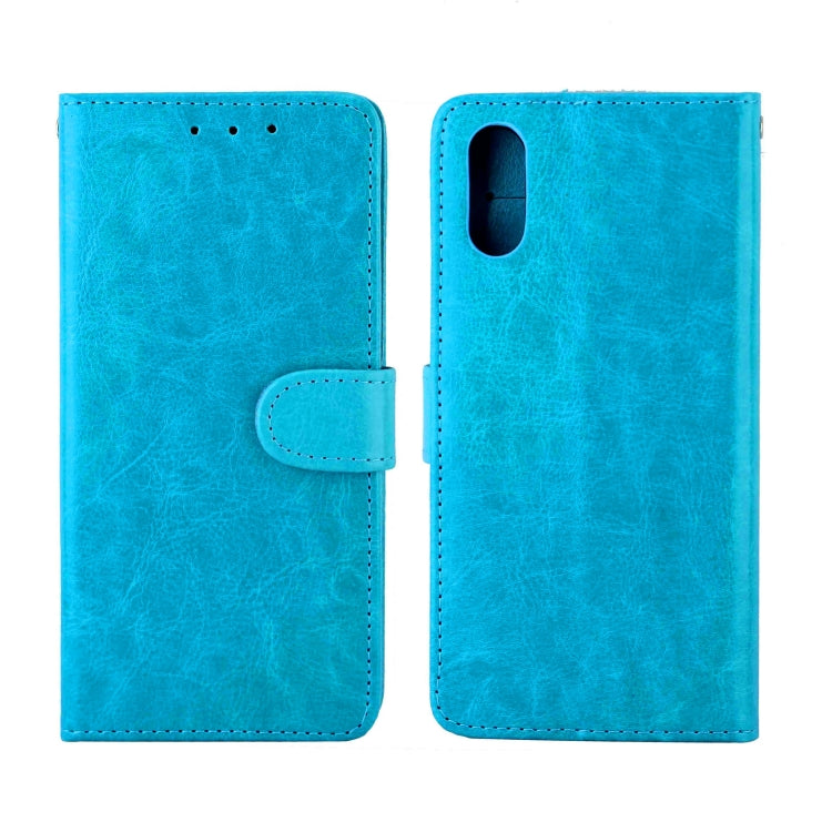 For Samsung Galaxy A02/M02 Crazy Horse Texture Leather Horizontal Flip Protective Case with Holder & Card Slots & Wallet & Photo Frame(Baby Blue) by bashfashion
