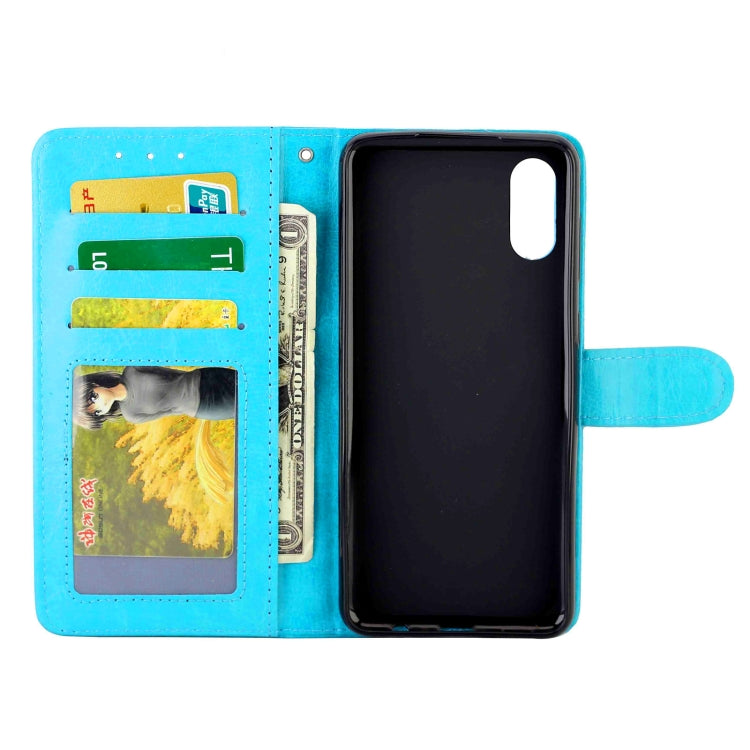 For Samsung Galaxy A02/M02 Crazy Horse Texture Leather Horizontal Flip Protective Case with Holder & Card Slots & Wallet & Photo Frame(Baby Blue) by bashfashion
