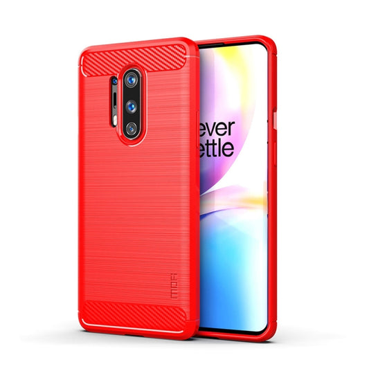 For OnePlus 8 Pro MOFI Gentleness Series Brushed Texture Carbon Fiber Soft TPU Case(Red) by MOFI