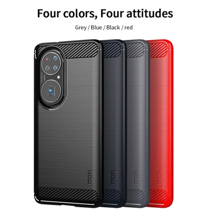 For Huawei P50 Pro MOFI Gentleness Series Brushed Texture Carbon Fiber Soft TPU Case(Red) by MOFI