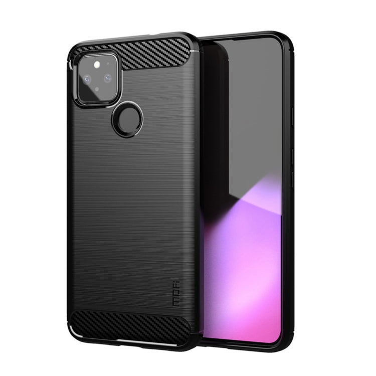 For Google Pixel 5a 5G MOFI Gentleness Series Brushed Texture Carbon Fiber Soft TPU Case(Black) by MOFI