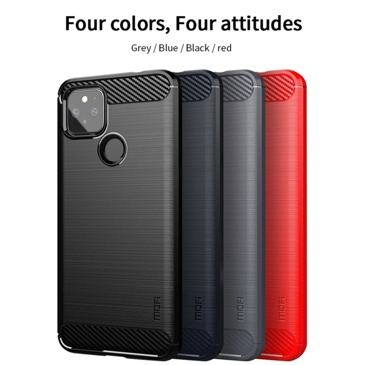 For Google Pixel 5a 5G MOFI Gentleness Series Brushed Texture Carbon Fiber Soft TPU Case(Black) by MOFI
