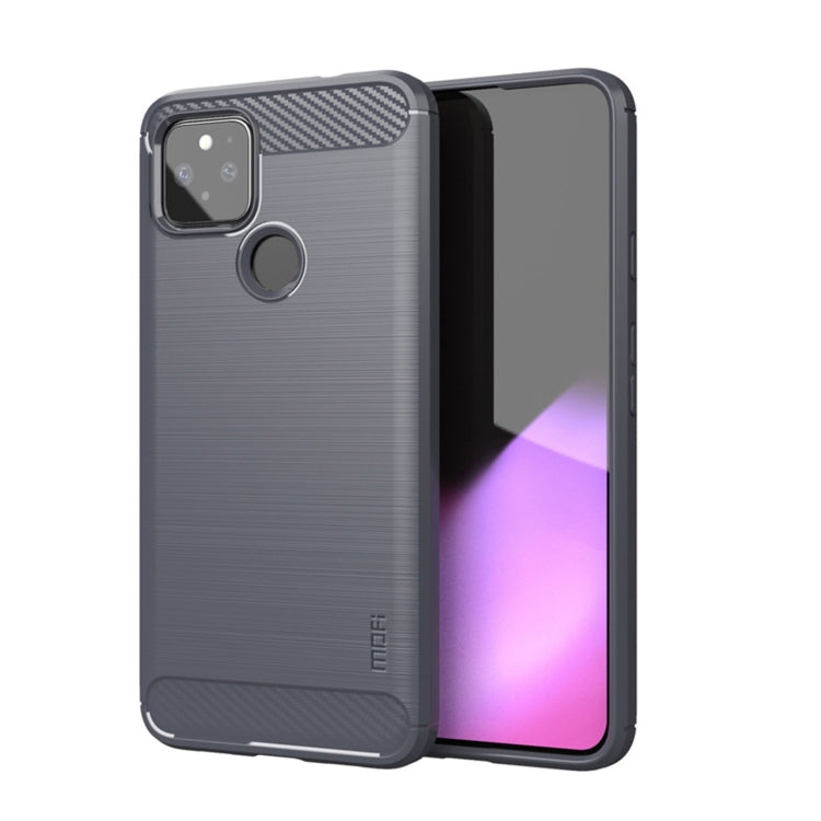 For Google Pixel 5a 5G MOFI Gentleness Series Brushed Texture Carbon Fiber Soft TPU Case(Grey) by MOFI