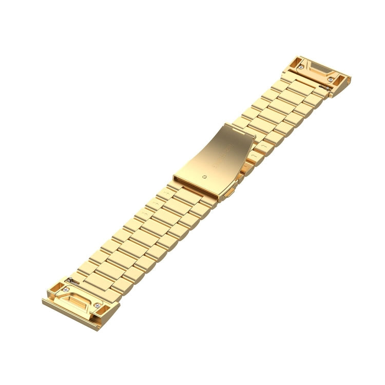 For Garmin Fenix5/Forerunner935/Garmin Approach S60 3-Beads Stainless Steel Metal Quick Release Watch Band(gold) by bashfashion