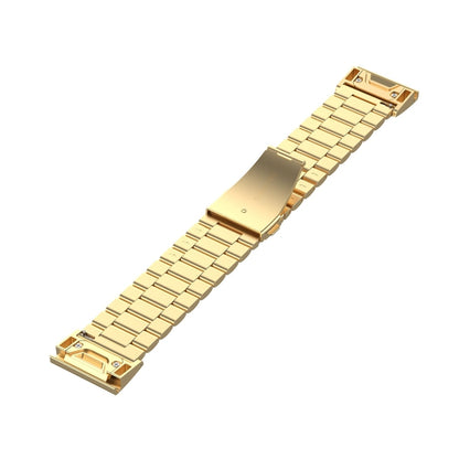 For Garmin Fenix5/Forerunner935/Garmin Approach S60 3-Beads Stainless Steel Metal Quick Release Watch Band(gold) by bashfashion