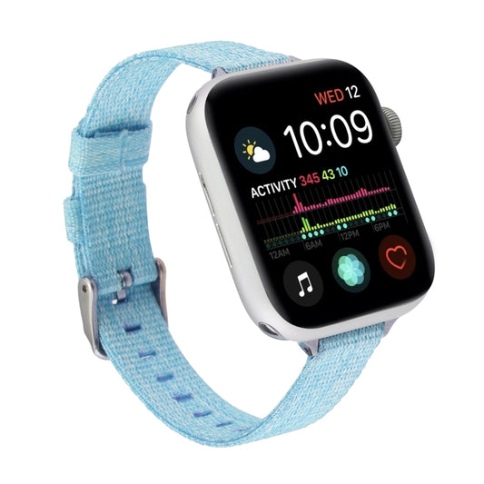 Woven Canvas Nylon Wrist Strap Watch Band For Series 7 41mm / 6 & SE & 5 & 4 40mm / 3 & 2 & 1 38mm(Sky Blue) by bashfashion