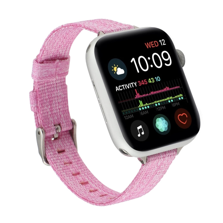 Woven Canvas Nylon Wrist Strap Watch Band For Series 7 41mm / 6 & SE & 5 & 4 40mm / 3 & 2 & 1 38mm(Pink) by bashfashion