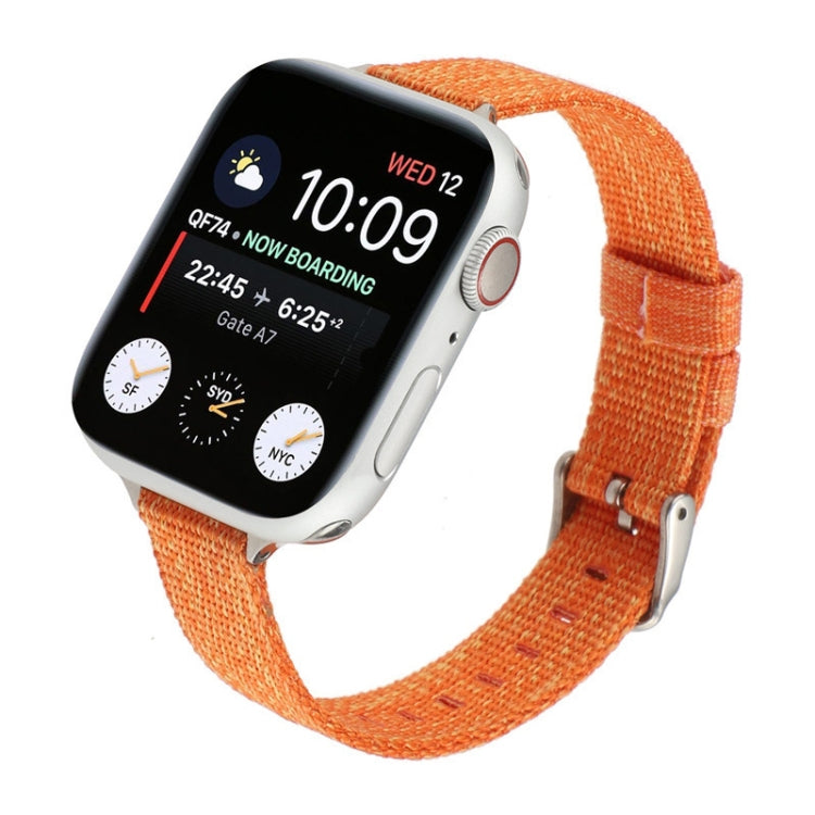 Woven Canvas Nylon Wrist Strap Watch Band For Series 7 41mm / 6 & SE & 5 & 4 40mm / 3 & 2 & 1 38mm(Orange) by bashfashion