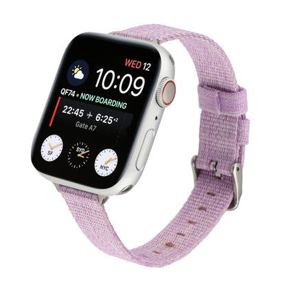 Woven Canvas Nylon Wrist Strap Watch Band For Series 7 41mm / 6 & SE & 5 & 4 40mm / 3 & 2 & 1 38mm(Purple) by bashfashion