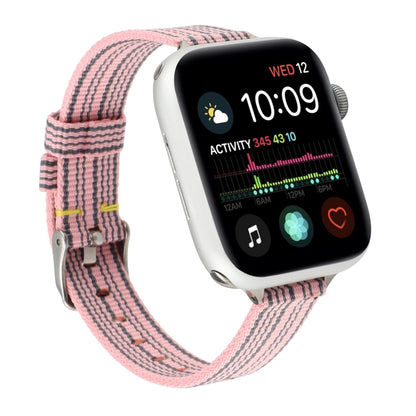 Woven Canvas Nylon Wrist Strap Watch Band For Series 7 41mm / 6 & SE & 5 & 4 40mm / 3 & 2 & 1 38mm(Pink Black) by bashfashion