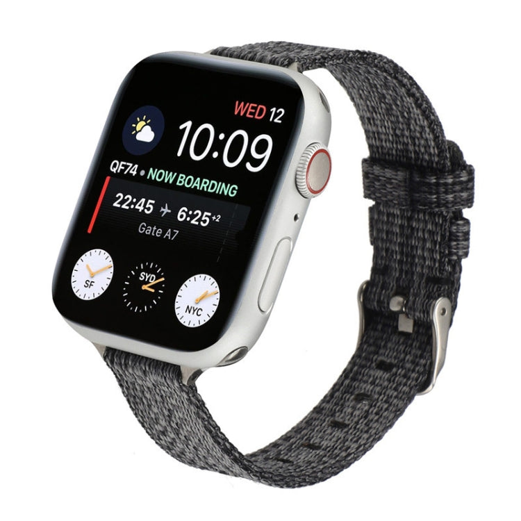 Woven Canvas Nylon Wrist Strap Watch Band For Series 7 41mm / 6 & SE & 5 & 4 40mm / 3 & 2 & 1 38mm(Gray) by bashfashion