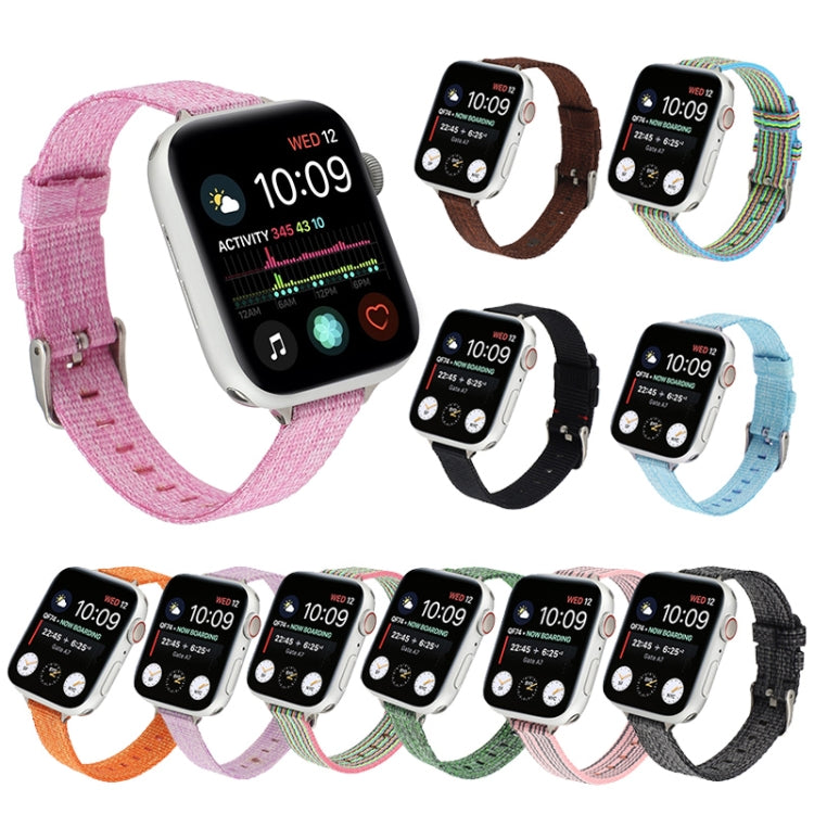 Woven Canvas Nylon Wrist Strap Watch Band For Series 7 41mm / 6 & SE & 5 & 4 40mm / 3 & 2 & 1 38mm(Orange) by bashfashion