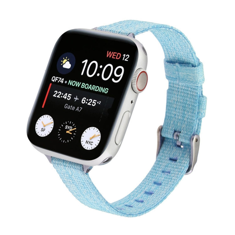 Woven Canvas Nylon Wrist Strap Watch Band For Series 7 45mm / 6 & SE & 5 & 4 44mm / 3 & 2 & 1 42mm(Sky Blue) by bashfashion