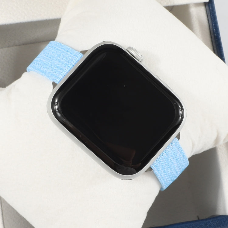 Woven Canvas Nylon Wrist Strap Watch Band For Series 7 45mm / 6 & SE & 5 & 4 44mm / 3 & 2 & 1 42mm(Sky Blue) by bashfashion