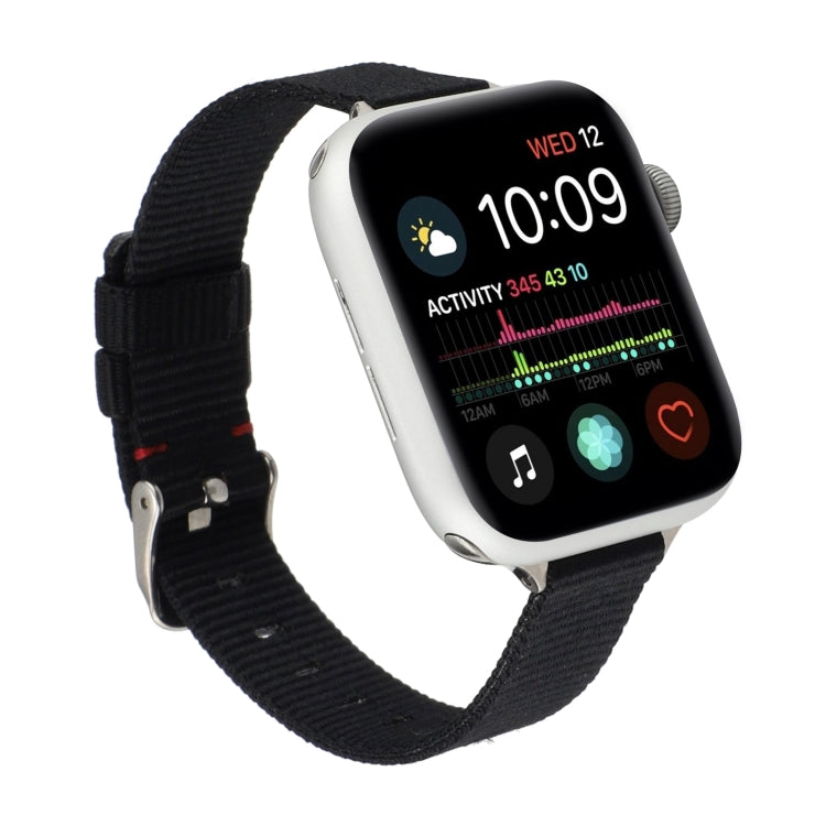Woven Canvas Nylon Wrist Strap Watch Band For Series 7 45mm / 6 & SE & 5 & 4 44mm / 3 & 2 & 1 42mm(Black) by bashfashion
