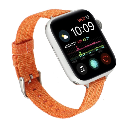 Woven Canvas Nylon Wrist Strap Watch Band For Series 7 45mm / 6 & SE & 5 & 4 44mm / 3 & 2 & 1 42mm(Orange) by bashfashion