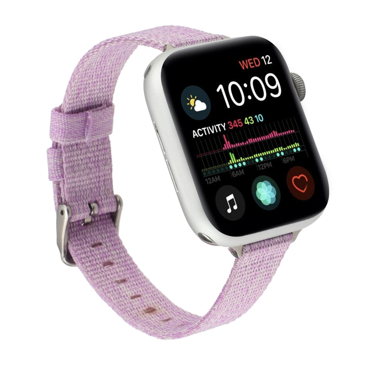 Woven Canvas Nylon Wrist Strap Watch Band For Series 7 45mm / 6 & SE & 5 & 4 44mm / 3 & 2 & 1 42mm(Purple) by bashfashion