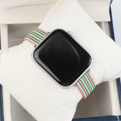 Woven Canvas Nylon Wrist Strap Watch Band For Series 7 45mm / 6 & SE & 5 & 4 44mm / 3 & 2 & 1 42mm(Pink Green) by bashfashion