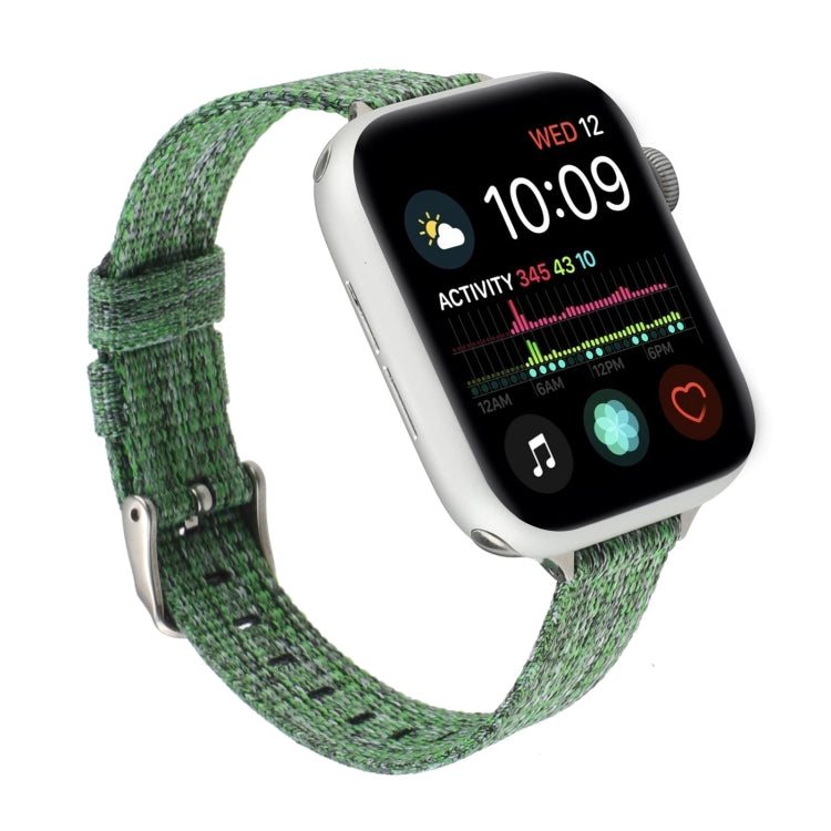 Woven Canvas Nylon Wrist Strap Watch Band For Series 7 45mm / 6 & SE & 5 & 4 44mm / 3 & 2 & 1 42mm(Green) by bashfashion