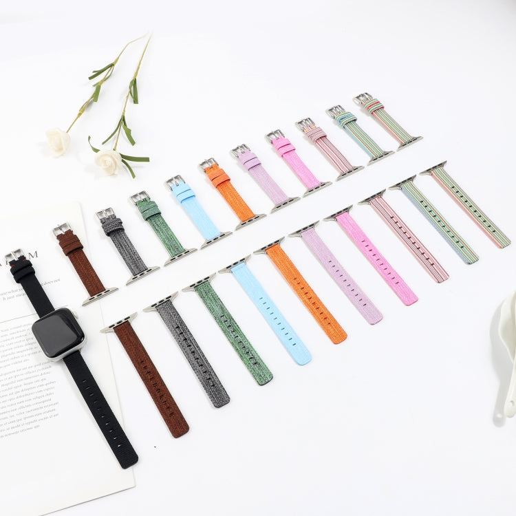 Woven Canvas Nylon Wrist Strap Watch Band For Series 7 45mm / 6 & SE & 5 & 4 44mm / 3 & 2 & 1 42mm(Blue Green) by bashfashion