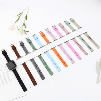 Woven Canvas Nylon Wrist Strap Watch Band For Series 7 45mm / 6 & SE & 5 & 4 44mm / 3 & 2 & 1 42mm(Pink Green) by bashfashion