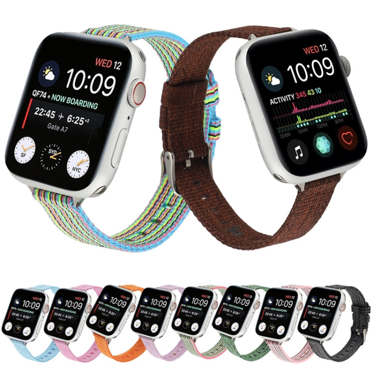 Woven Canvas Nylon Wrist Strap Watch Band For Series 7 45mm / 6 & SE & 5 & 4 44mm / 3 & 2 & 1 42mm(Orange) by bashfashion